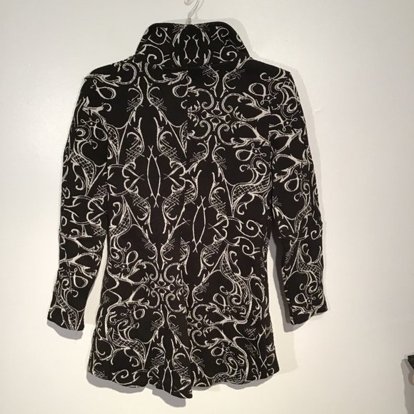 Tonia Debillis Roxie Jacket Logo Damask in Black and Ivory  Size M - Picture 8 of 12